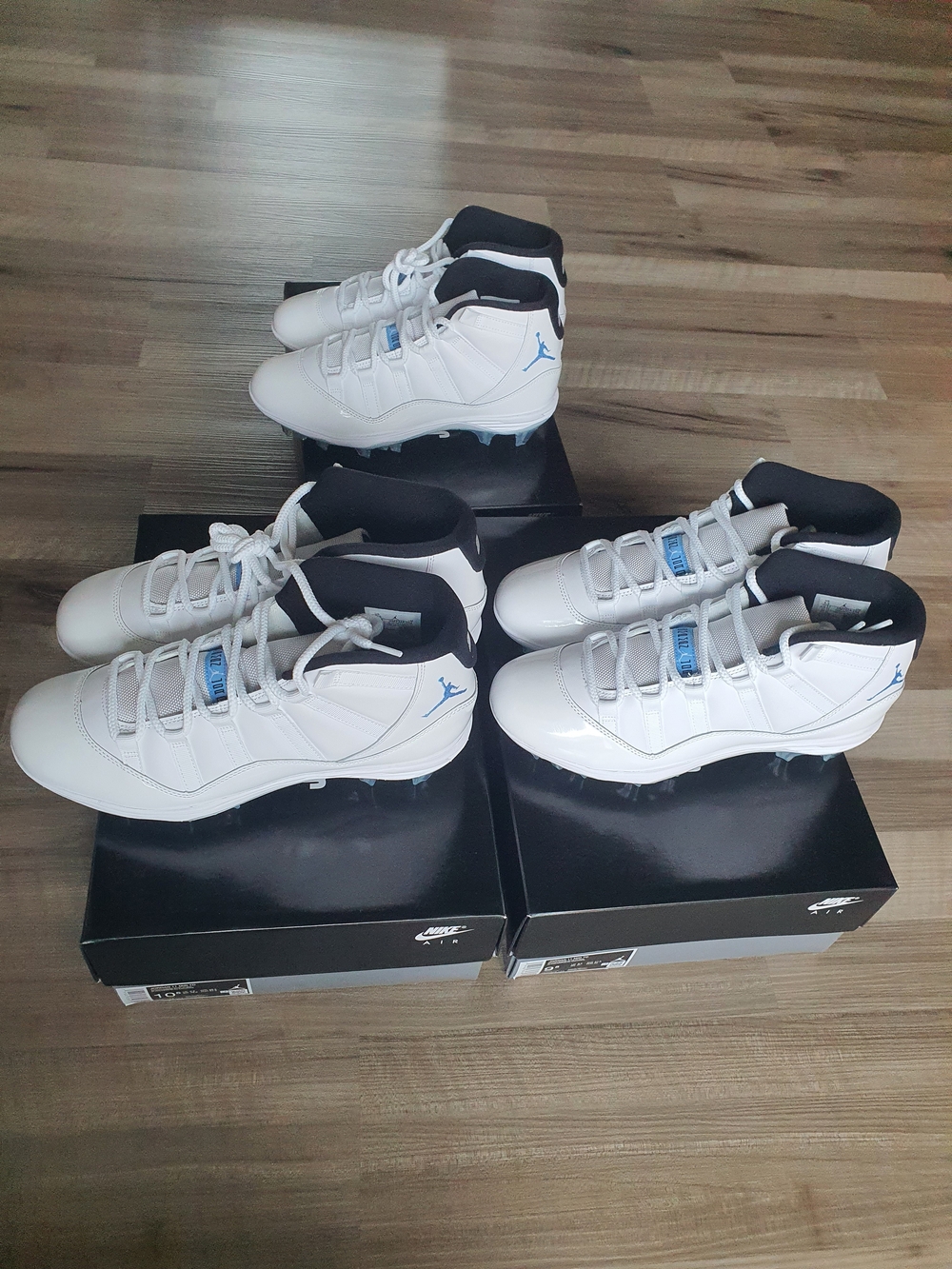 Lot Of 3 Air Jordan 11 Mid TD Football Cleats Legend Blue Mens Sz 10.5 - 9.5 - 8 - Picture 1 of 12